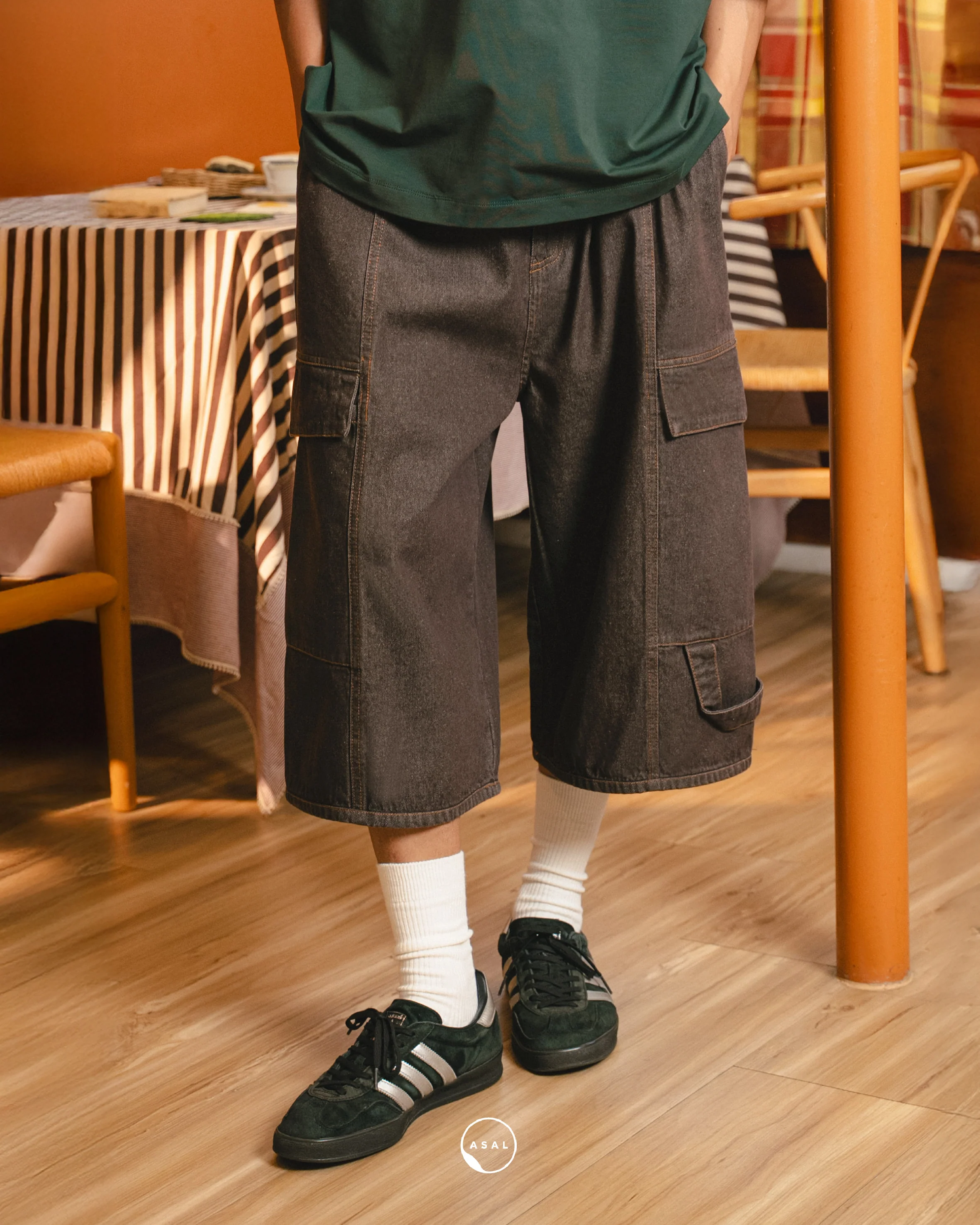 ASAL JEANS JORTS IN FRENCH ROAST