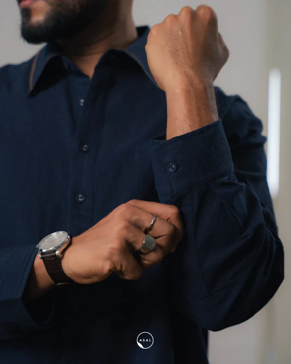 ASAL OXFORD SHIRT (100% COTTON) IN BARITONE BLUE - Image 3