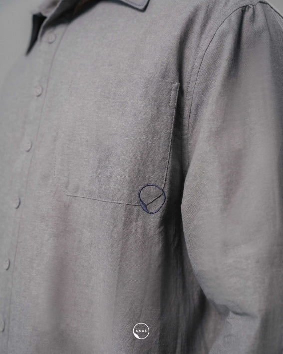 ASAL OXFORD SHIRT (100% COTTON) IN OPAL GREY - Image 3