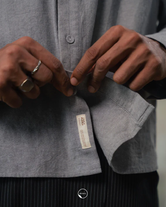 ASAL OXFORD SHIRT (100% COTTON) IN OPAL GREY - Image 4