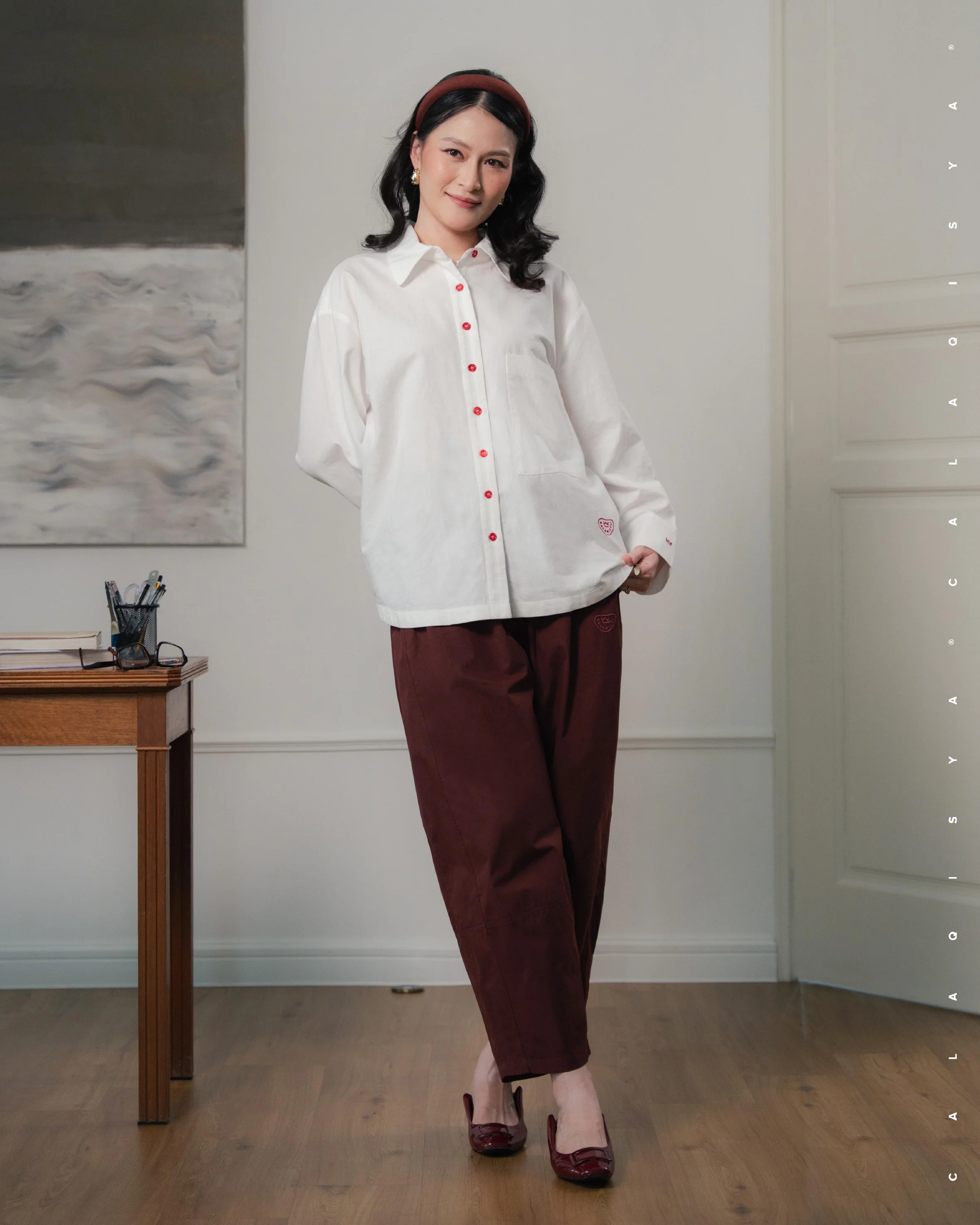 CQ OXFORD SHIRT (100% COTTON) IN OFF WHITE - Image 3