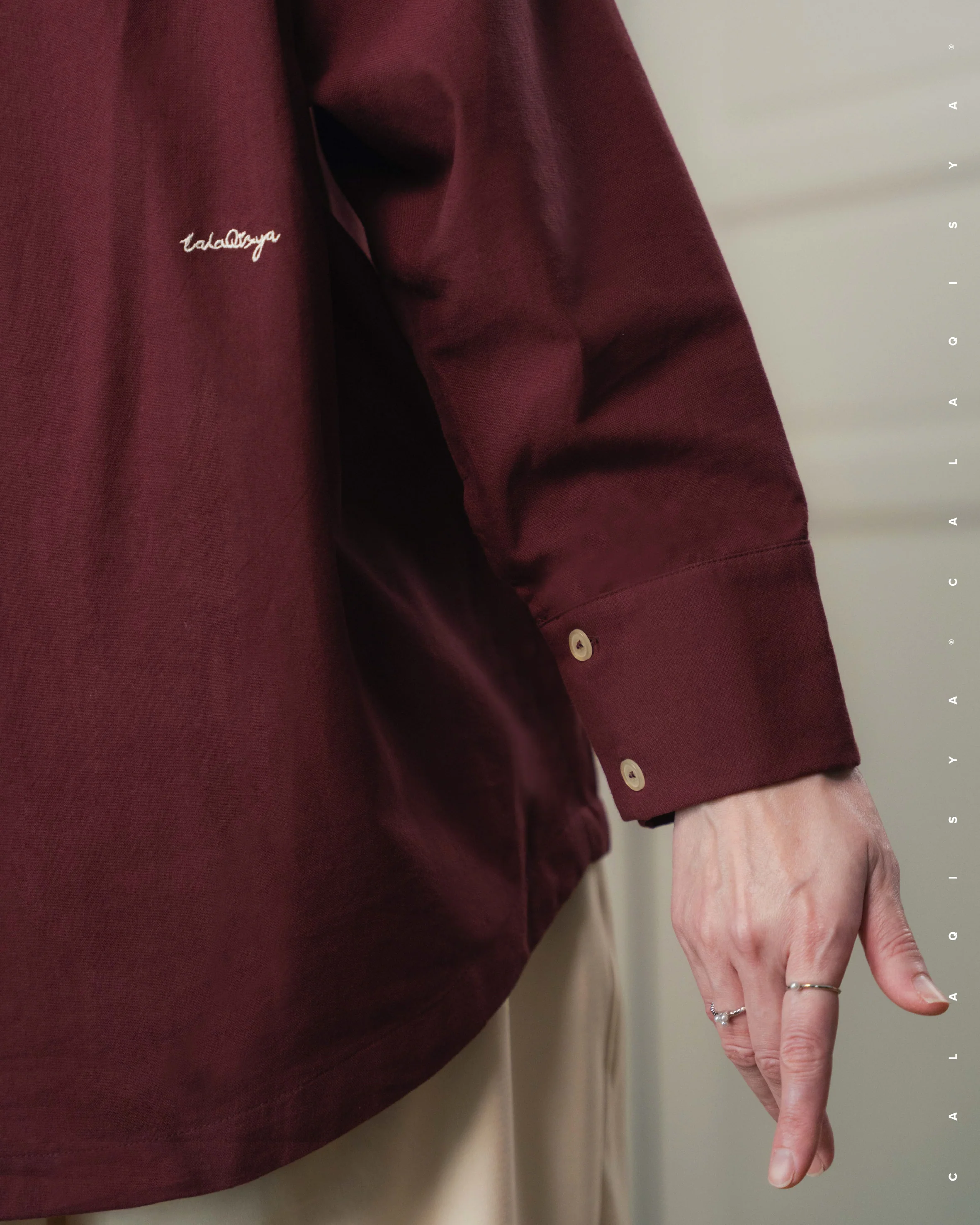 CQ OXFORD SHIRT (100% COTTON) IN TAWNY PORT - Image 3
