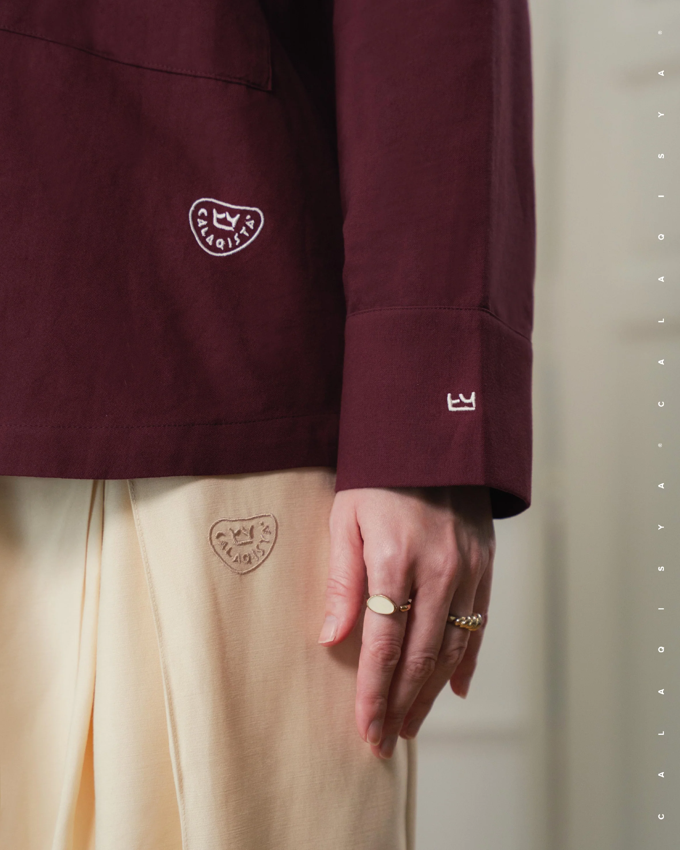 CQ OXFORD SHIRT (100% COTTON) IN TAWNY PORT - Image 4
