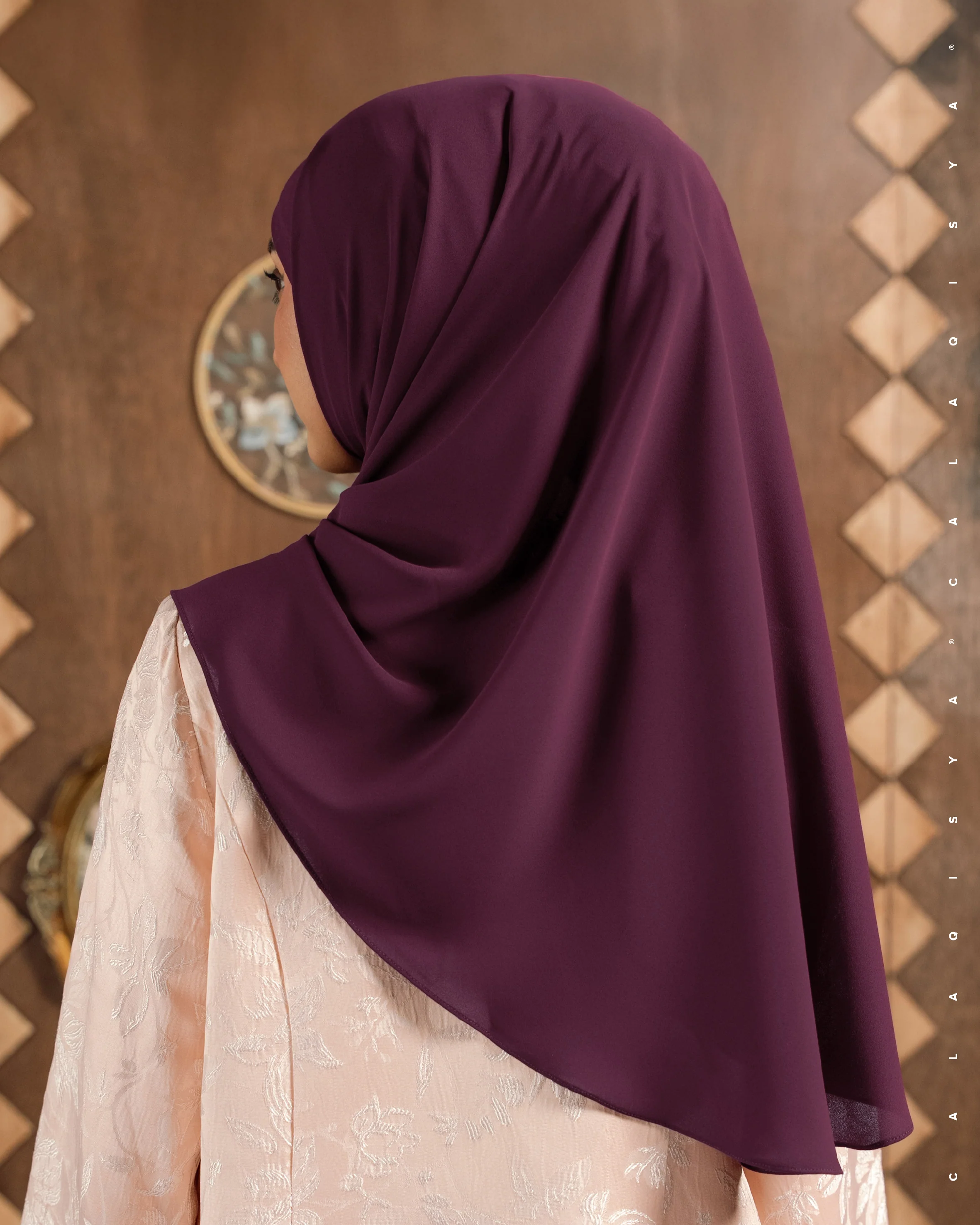 DANIAH TIE BACK UNDERCHIN (TRIANGLE) IN PLUM CASPIA - Image 2