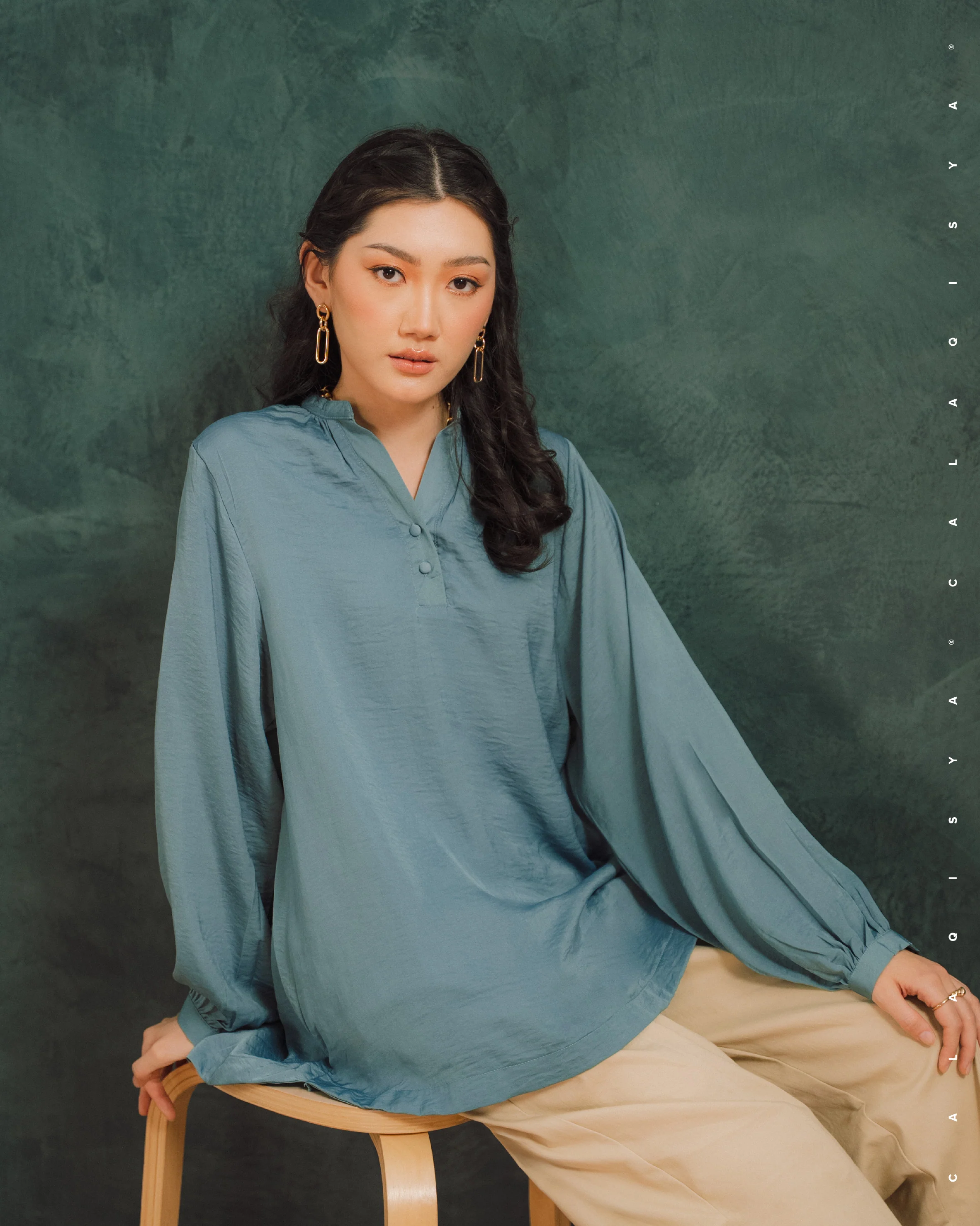 LAUREL BALLOON SLEEVE TOP IN ETHER - Image 2